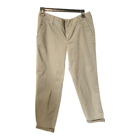 Caslan Nordstrom Low Rise Olive Green Faux Back Pockets Sz 4 Hook & Eye - Picture 2 of 8